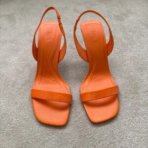 Zara Vibrant Orange Slingback Heels